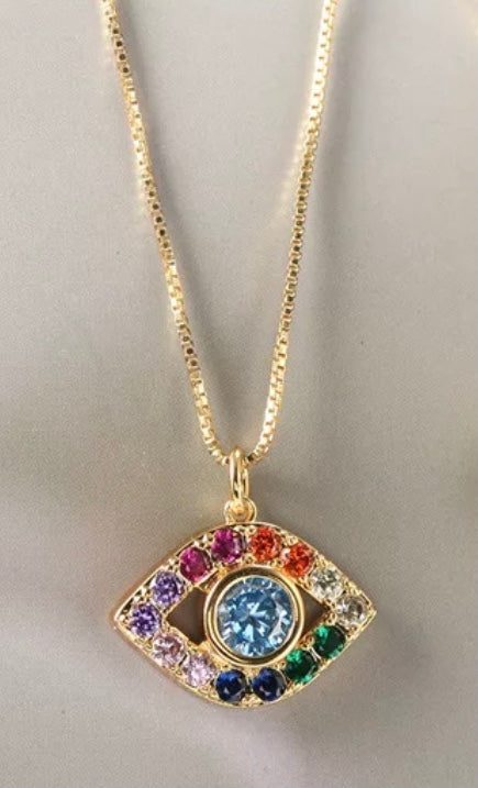 
                  
                    Load image into Gallery viewer, Rainbow Evil Eye Necklace
                  
                